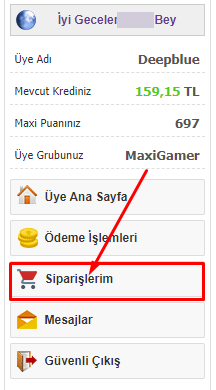 MaxiGame Sipariş Görüntüleme 1